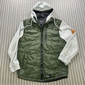 Matix Mens Stylish Olive Puffer Hoodie Snow Winter Jacket Small